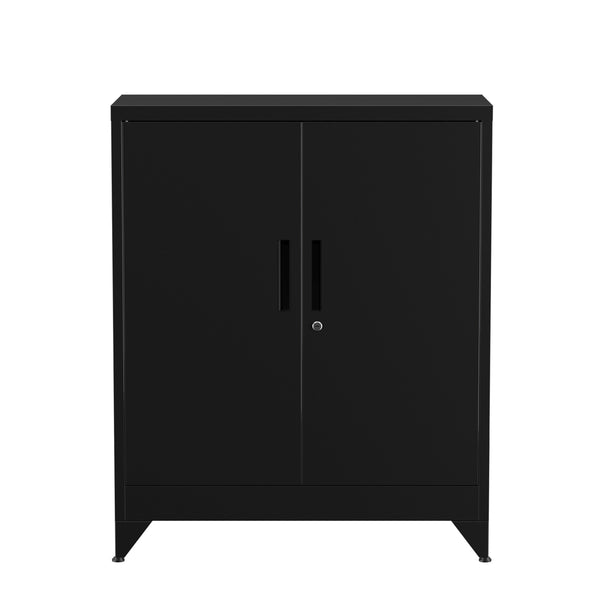 Aktenschrank mit 3 Böden 80 x 100 cm schwarz