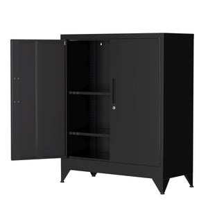Aktenschrank mit 3 Böden 80 x 100 cm schwarz