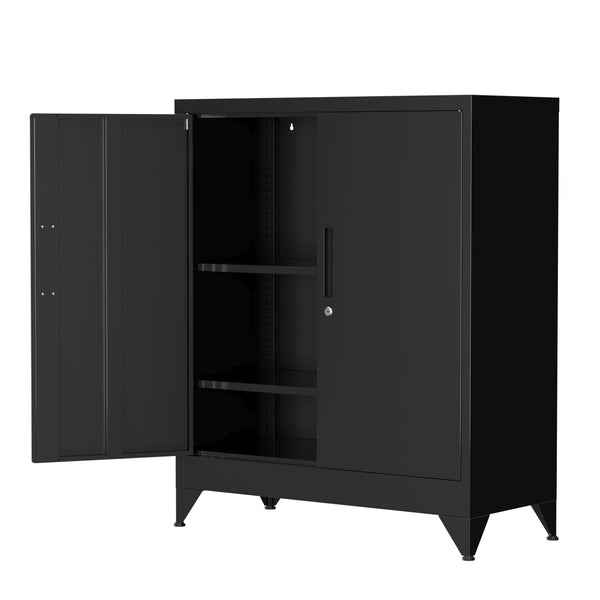 Aktenschrank mit 3 Böden 80 x 100 cm schwarz