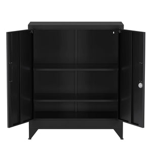Aktenschrank mit 3 Böden 80 x 100 cm schwarz