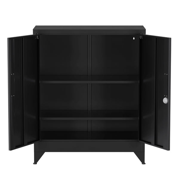 Aktenschrank mit 3 Böden 80 x 100 cm schwarz