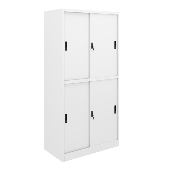 Classeur à 4 portes coulissantes, blanc
