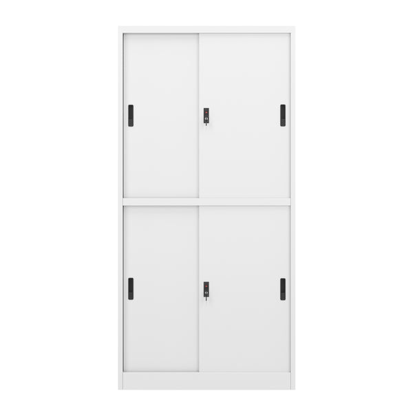 Classeur à 4 portes coulissantes, blanc
