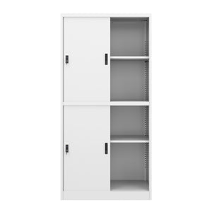 Classeur à 4 portes coulissantes, blanc