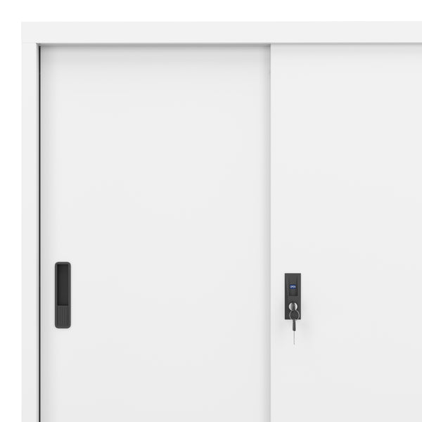Classeur à 4 portes coulissantes, blanc