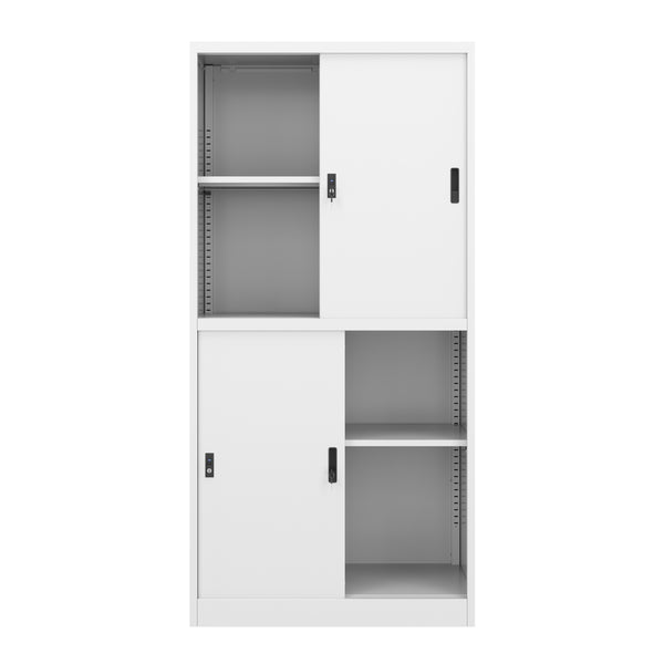 Classeur à 4 portes coulissantes, blanc
