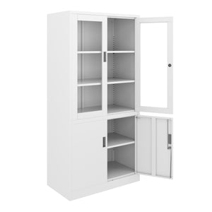 Classeur blanc à portes vitrées