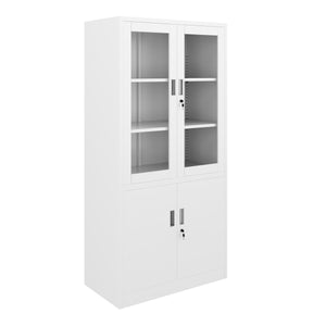 Classeur blanc à portes vitrées