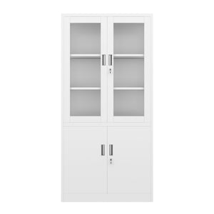 Classeur blanc à portes vitrées