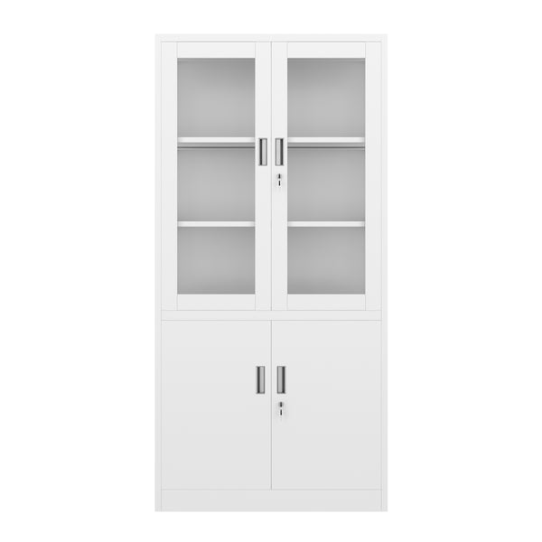 Classeur blanc à portes vitrées