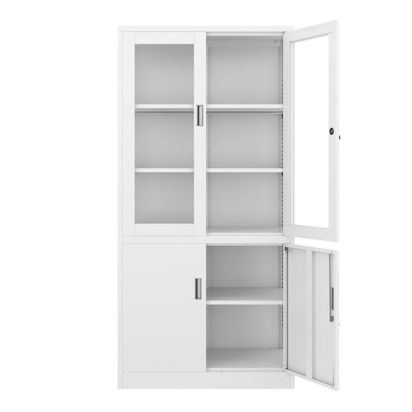 Classeur blanc à portes vitrées