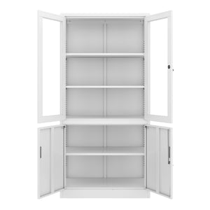 Classeur blanc à portes vitrées
