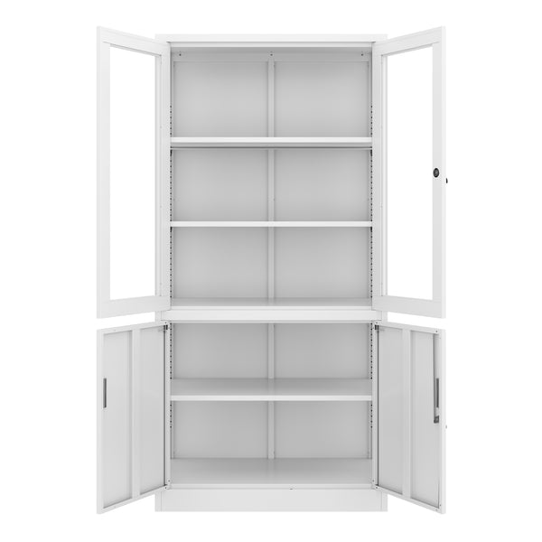Classeur blanc à portes vitrées