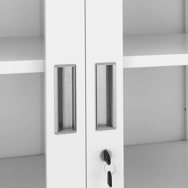 Classeur blanc à portes vitrées