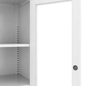 Classeur blanc à portes vitrées