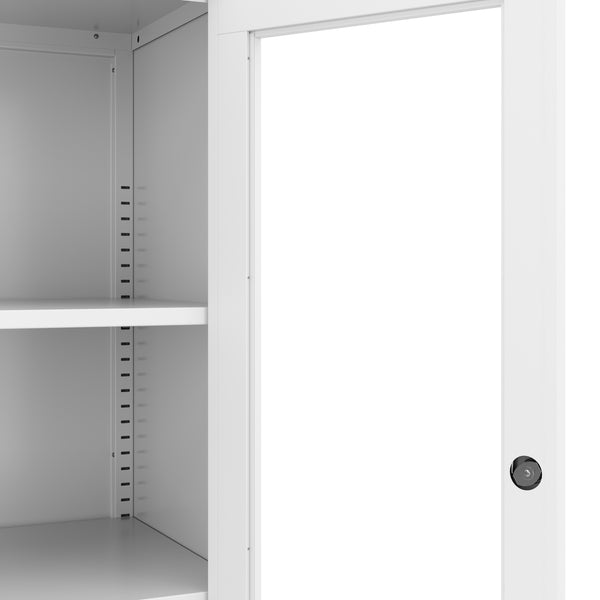 Classeur blanc à portes vitrées
