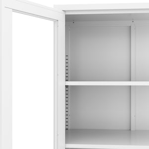 Classeur blanc à portes vitrées