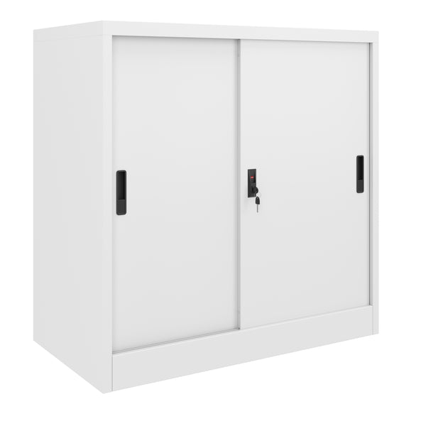 Classeur blanc avec porte coulissante