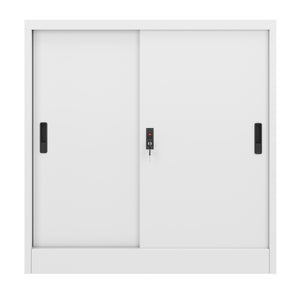 Classeur blanc avec porte coulissante