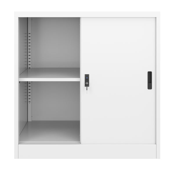 Classeur blanc avec porte coulissante