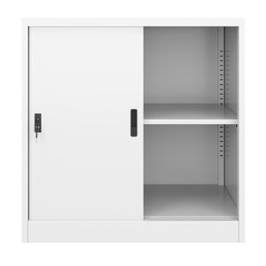 Classeur blanc avec porte coulissante
