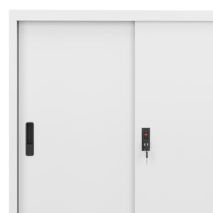 Classeur blanc avec porte coulissante