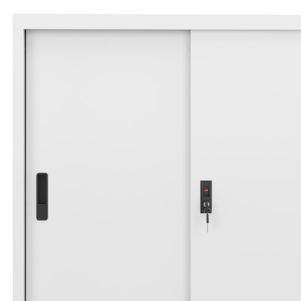 Classeur blanc avec porte coulissante