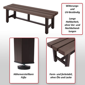 Alu Gartenbank wetterfest WPC 120cm braun Outdoor