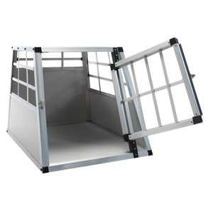 Petite cage pour chien en aluminium gris