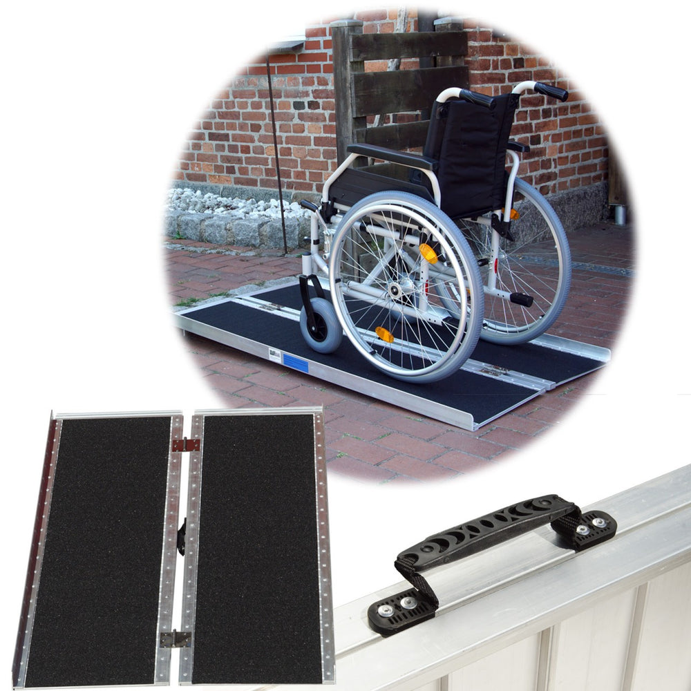 Rampa per sedia a rotelle in alluminio, antiscivolo, pieghevole, 122 cm, 270 kg