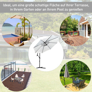 Ampelschirm Sonnenschirm D:300cm mit Handkurbel creme
