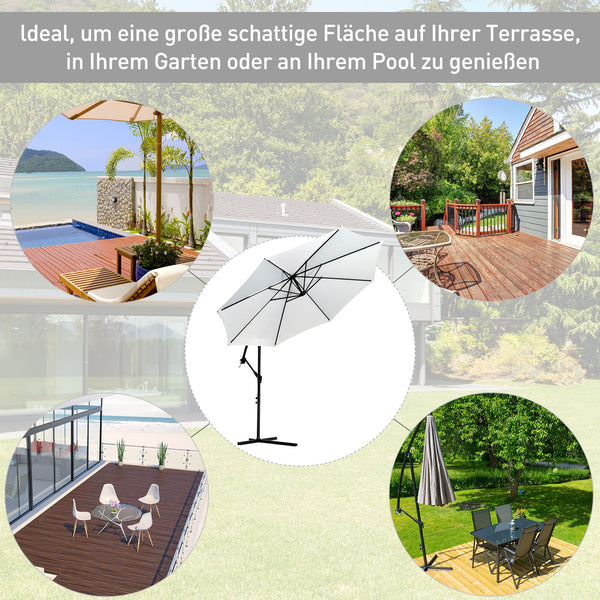 Ampelschirm Sonnenschirm D:300cm mit Handkurbel creme