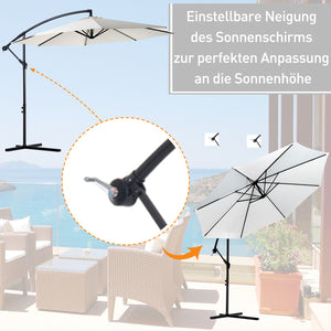 Ampelschirm Sonnenschirm D:300cm mit Handkurbel creme