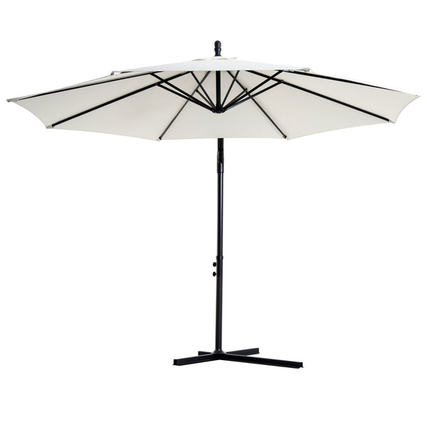 Ampelschirm Sonnenschirm D:300cm mit Handkurbel creme