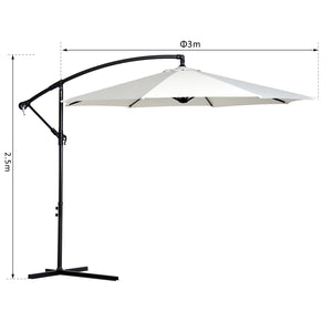 Ampelschirm Sonnenschirm D:300cm mit Handkurbel creme