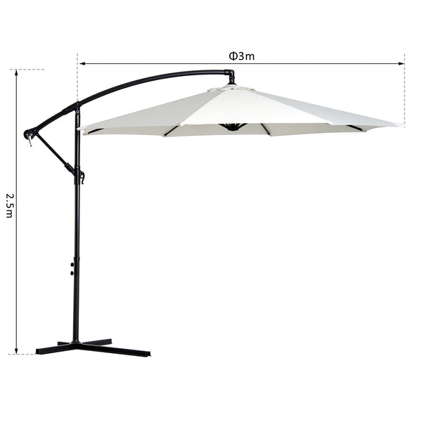 Ampelschirm Sonnenschirm D:300cm mit Handkurbel creme