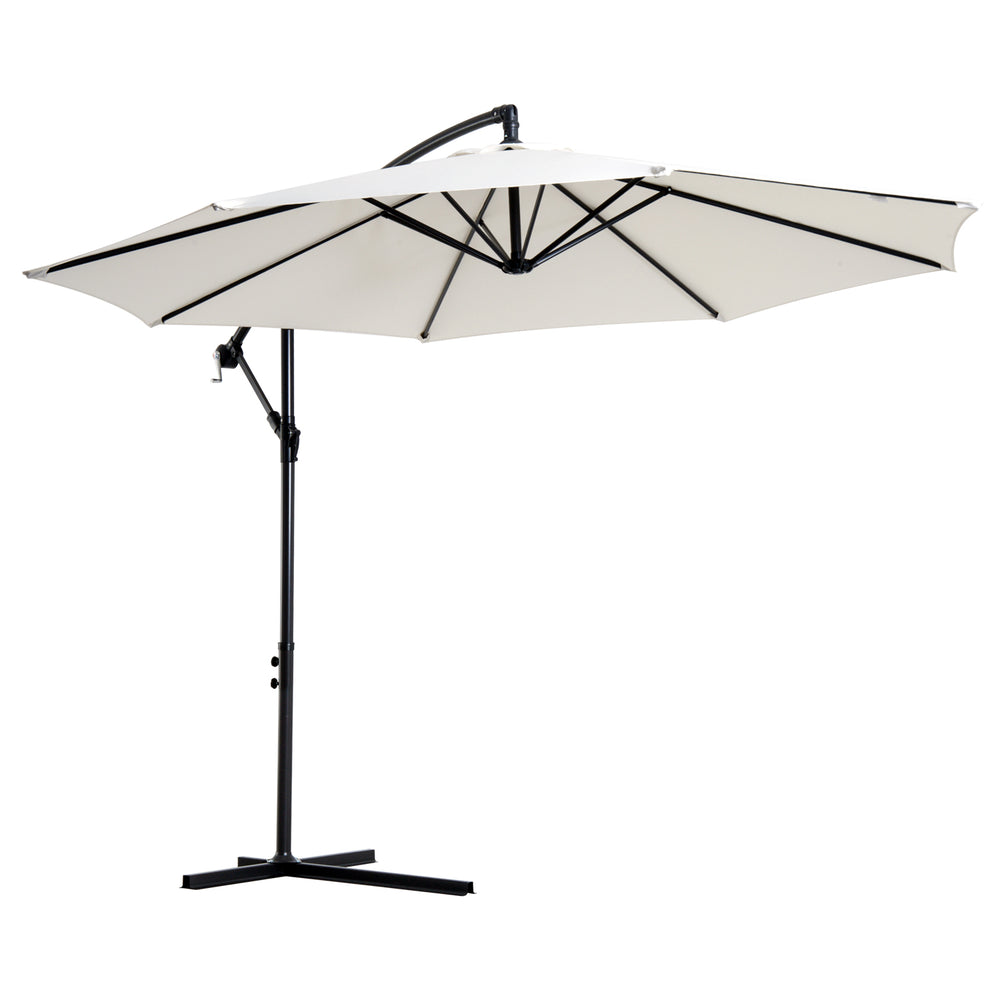 Cantilever parasol, 300cm diameter, with hand crank, cream