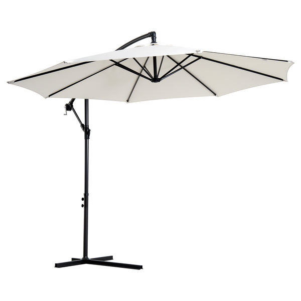 Ampelschirm Sonnenschirm D:300cm mit Handkurbel creme
