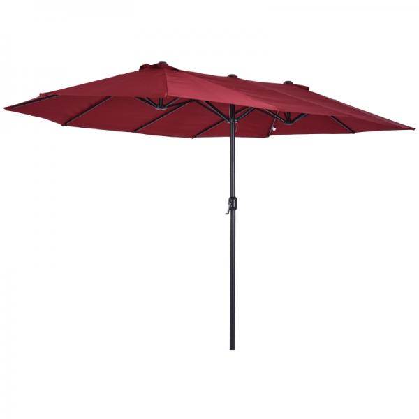 Sonnenschirm Doppelsonnenschirm Terrassenschirm mit Handkurbel Weinrot Oval