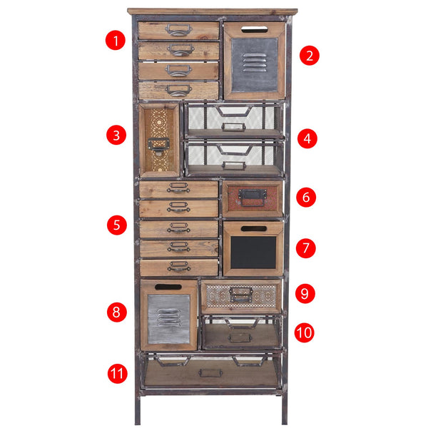 Apotheker-Schrank HWC Kommode Holz massiv 143x56x33cm