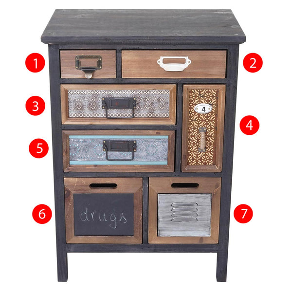 Apotheker-Schrank HWC Kommode Holz massiv 78x55x35cm