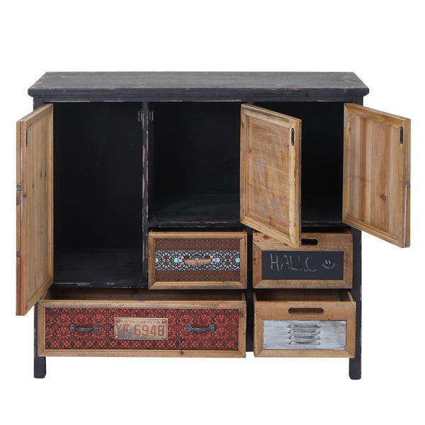 Apotheker-Schrank HWC Kommode Holz massiv 90x84x32cm