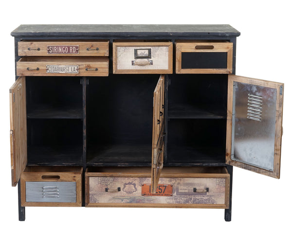Apotheker-Schrank Kommode Holz massiv 100x110x32cm