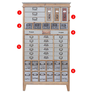 Apotheker-Schrank Kommode Holz massiv 152x81x34cm