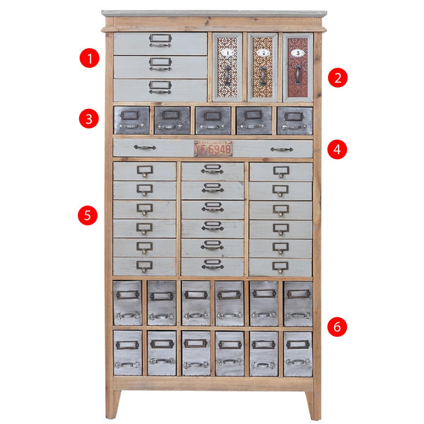 Apotheker-Schrank Kommode Holz massiv 152x81x34cm