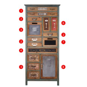 Apotheker-Schrank Kommode, Tanne Holz 138x57x32cm