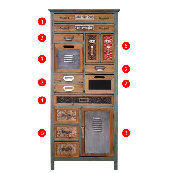 Apotheker-Schrank Kommode, Tanne Holz 138x57x32cm