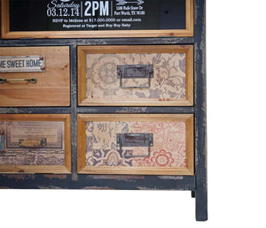 Apotheker-Schrank Kommode, Tanne Holz 90x90x32cm