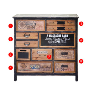 Apotheker-Schrank Kommode, Tanne Holz 90x90x32cm