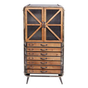 Apothekerschrank Holz & Metall 128x60x33cm Industrial Schrank